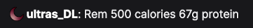 ultras_DL: Rem 500 calories 67g protein