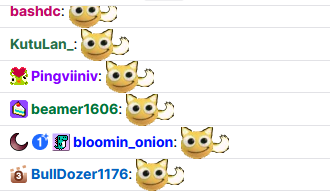(bunch of people spamming the wagA emote, a happy face with wolf ears and a big tail. this is in response to a silver ultimate - she's a werewolf)