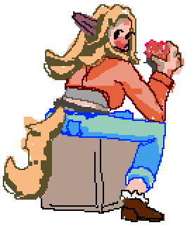 drawing of silver. she is eating