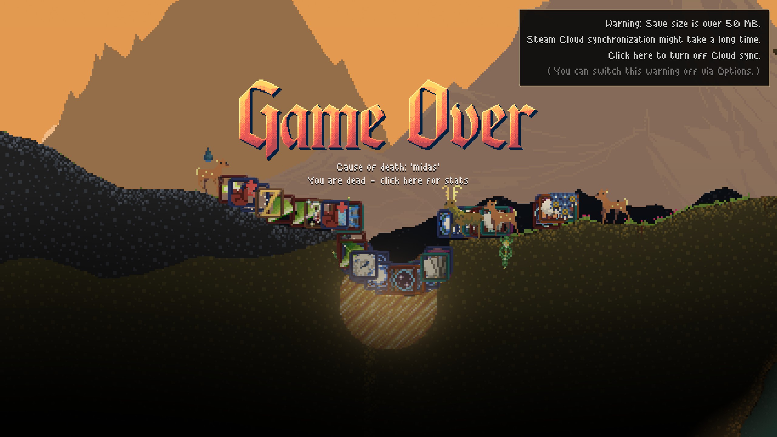 Game over by midas touch with buncha spells on the floor