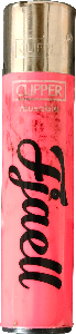 pink clipper with the text 'Fjaell' in bkack down the length of it