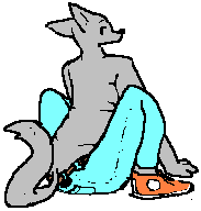 a dog wearing jeans and shoes and no top